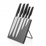 Nože s Magnetickým Stojanem Bravissima Kitchen (6 kusů) - Černé + poštovné jen za 1 Kč