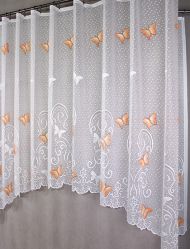 Záclona s barevným vzorem motýlků 160x300cm - béžová