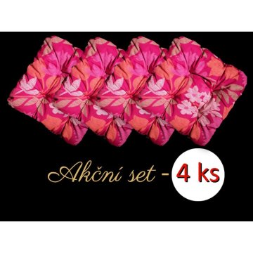 Apex Prošívaný sedák Bamberk - Růžové květy - Výhodná sada - 4 ks