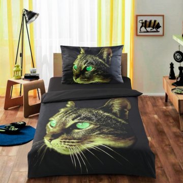 3D povlečení Apex - Zelená kočka